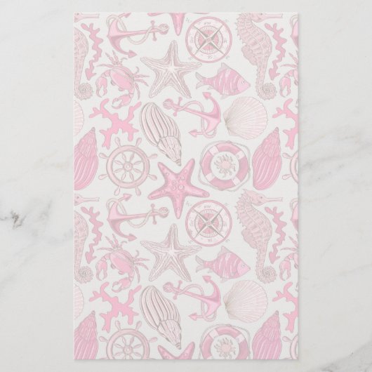 Roze Zee Patroon Briefpapier (Voorkant)