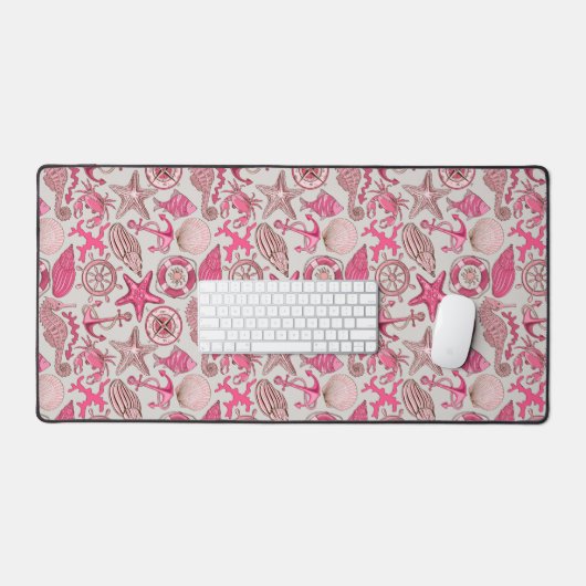 Roze Zee Patroon Bureaumat (Keyboard & Muis)