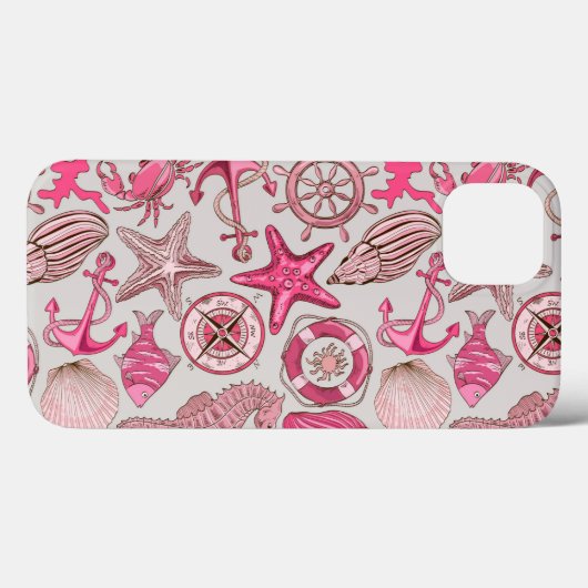 Roze Zee Patroon Case-Mate iPhone Case (Achterkant (horizontaal))