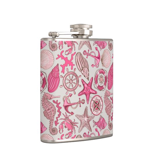 Roze Zee Patroon Heupfles (Rechts)