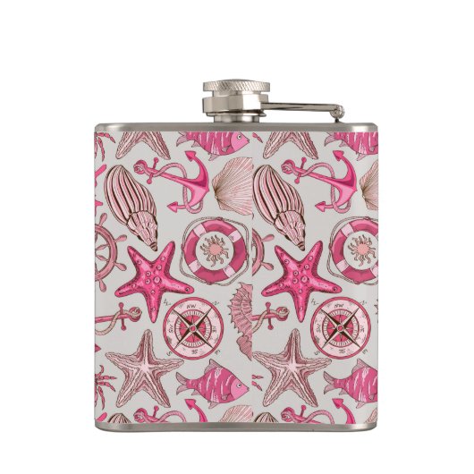 Roze Zee Patroon Heupfles (Achterkant)