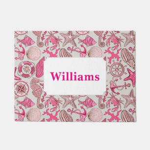 Roze Zee Patroon   Jouw namen toevoegen Deurmat