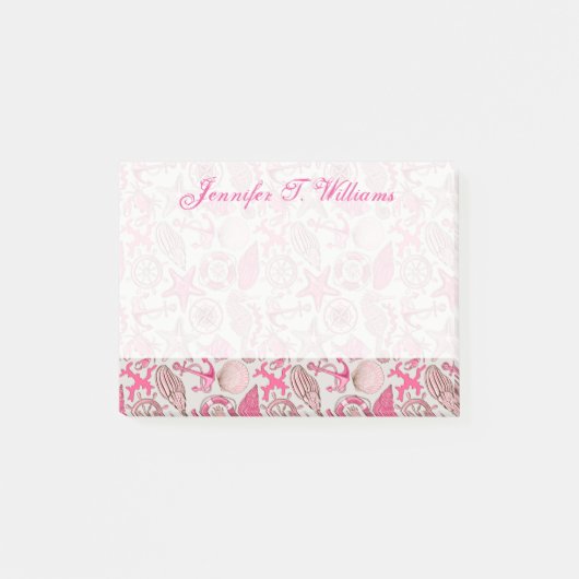 Roze Zee Patroon | Jouw namen toevoegen Post-it® Notes (Voorkant)