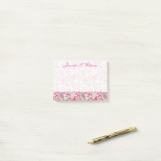 Roze Zee Patroon | Jouw namen toevoegen Post-it® Notes (Op bureau)