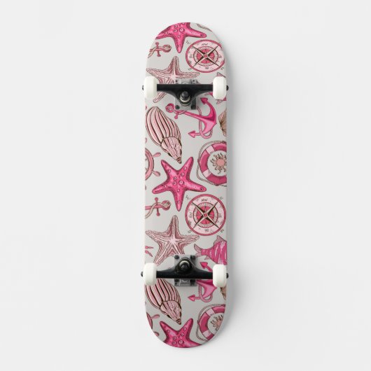 Roze Zee Patroon Persoonlijk Skateboard (Voorkant)