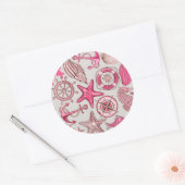 Roze Zee Patroon Ronde Sticker (Envelop)
