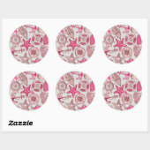 Roze Zee Patroon Ronde Sticker (Vel)