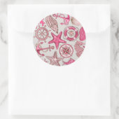 Roze Zee Patroon Ronde Sticker (Tas)