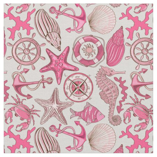 Roze Zee Patroon Stof (Close Up)