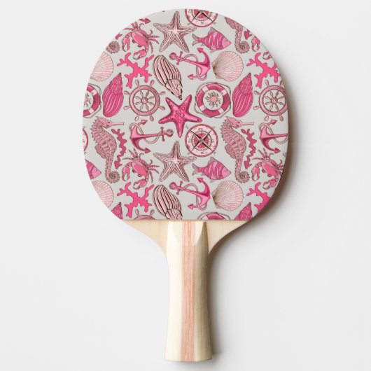 Roze Zee Patroon Tafeltennisbatje (Voorkant)