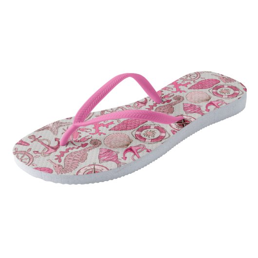 Roze Zee Patroon Teenslippers (Schuin)