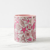 Roze Zee Patroon Tweekleurige Koffiemok (Center)