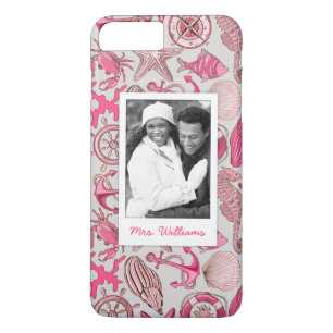 Roze Zee Patroon   Uw foto en naam Case-Mate iPhone Case