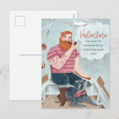 Roze Zee Sailor & dog Valentijnsdag Feestdagenkaart (Voorkant / Achterkant)
