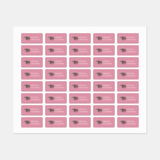 Roze Zee Schildpad Kledinglabels Labels (Vel)