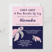Roze Zee Schildschildpad Nautical Baby shower (Voorkant)
