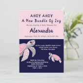 Roze Zee Schildschildpad Nautical Baby shower (Staand voorkant)