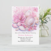 Roze Zee Shell Celebration Zee Meisje Baby shower Kaart (Staand voorkant)