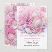 Roze Zee Shell Celebration Zee Meisje Baby shower Kaart (Voorkant / Achterkant)