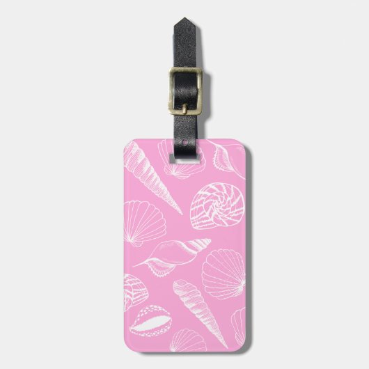 Roze Zee Shell geïllustreerd Bagagelabel (Voorkant verticaal)