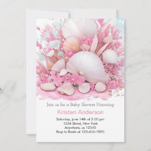 Roze Zee Shell Heerlijk Meadow Baby shower Kaart