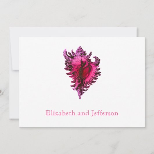 Roze Zee Shell Modern Wedding Invitation Kaart (Voorkant)