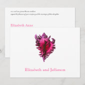 Roze Zee Shell Modern Wedding Invitation Kaart (Voorkant / Achterkant)
