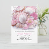 Roze Zee Shell Whimsical Bliss Meisje Baby shower Kaart (Staand voorkant)