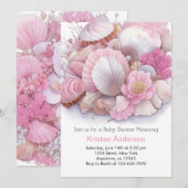 Roze Zee Shell Whimsical Bliss Meisje Baby shower Kaart (Voorkant / Achterkant)