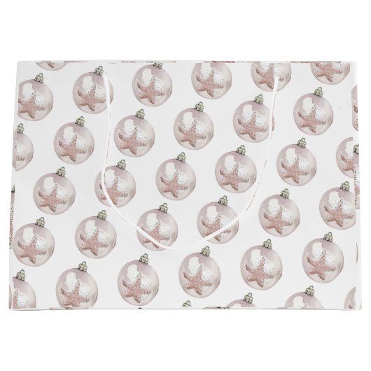 Roze Zee Star Ornament Pattern Gift Bag Groot Cadeauzakje (Voorkant)