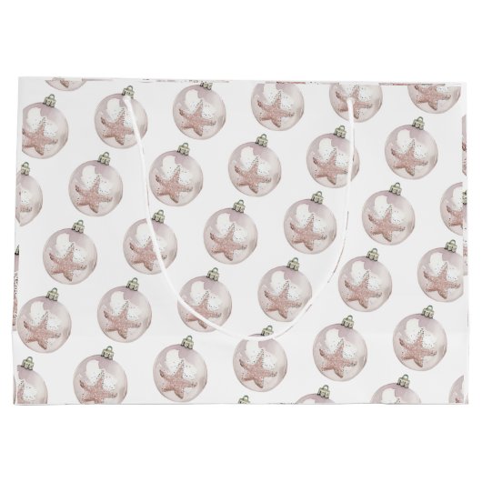 Roze Zee Star Ornament Pattern Gift Bag Groot Cadeauzakje (Achterkant)