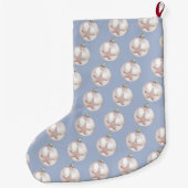 Roze Zee Star Ornament stoffig blauw patroon Grote Kerstsok (Achterkant)