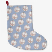 Roze Zee Star Ornament stoffig blauw patroon Grote Kerstsok (Voorkant)