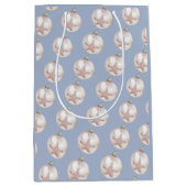 Roze Zee Star Ornament stoffig blauw patroon Medium Cadeauzakje (Voorkant)