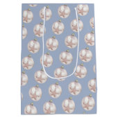 Roze Zee Star Ornament stoffig blauw patroon Medium Cadeauzakje (Achterkant)