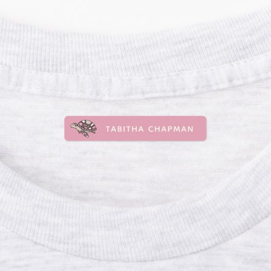 Roze Zee Turtle Iron op kledinglabels Labels (Aangebracht)