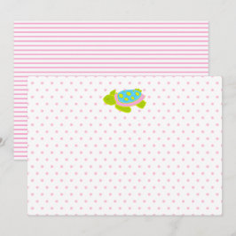 Roze Zee Turtle Note Card Stationery Kaart