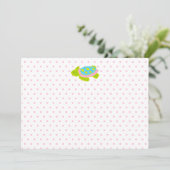 Roze Zee Turtle Note Card Stationery Kaart (Staand voorkant)