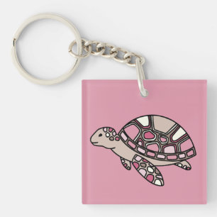 Roze Zee Turtle Sleutelhanger