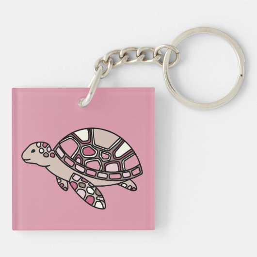 Roze Zee Turtle Sleutelhanger (Achterkant)