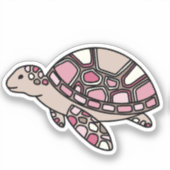 Roze Zee Turtle Sticker (Voorkant)