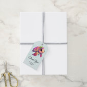 Roze Zee Turtle Whimsical & Cute Dank u Cadeaulabel (Met Touw)