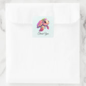 Roze Zee Turtle Whimsical & Cute Dank u Vierkante Sticker (Tas)