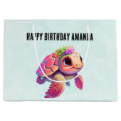Roze Zee Turtle Whimsical & Leuke Verjaardag Groot Cadeauzakje (Voorkant)