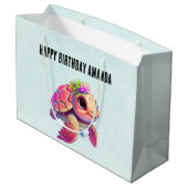 Roze Zee Turtle Whimsical & Leuke Verjaardag Groot Cadeauzakje (Achterkant Gekanteld)