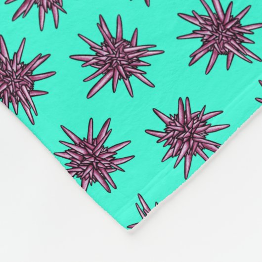 Roze Zee Urchins Aquamarine Fleece Blanket (Hoek)
