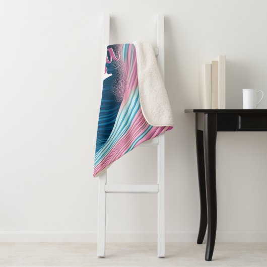 Roze zee water Monogram Sherpa Deken (In situ)