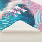 Roze zee water Monogram Sherpa Deken (3/4)