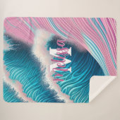 Roze zee water Monogram Sherpa Deken (Voorkant (horizontaal))