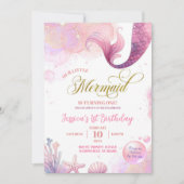 Roze Zee Zeemeermin Eerste Verjaardag Kaart (Voorkant)